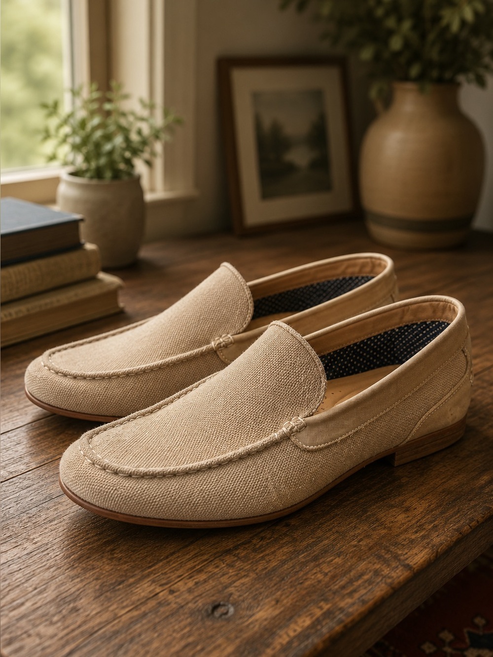 Steve Madden Men's Slip-On Loafers in Beige Canvas